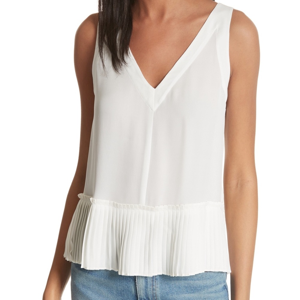 REBECCA TAYLOR Pleated Silk‎ Tank Top